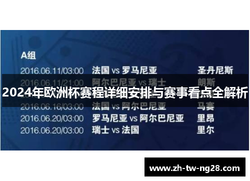 2024年欧洲杯赛程详细安排与赛事看点全解析 2024年欧洲杯赛程详细安排与赛事看点全解析